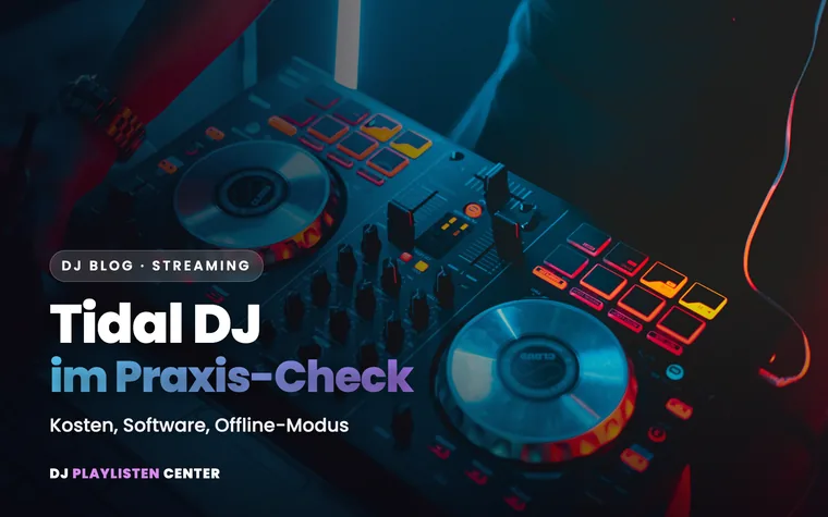 Tidal DJ: beleuchteter DJ-Controller mit zwei Jogwheels bei einer Party
