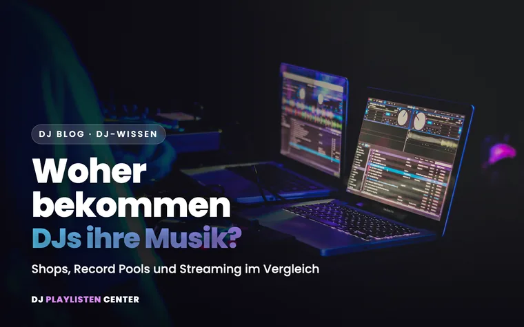 DJ-Setup mit zwei Laptops und Musikbibliothek in der DJ-Software
