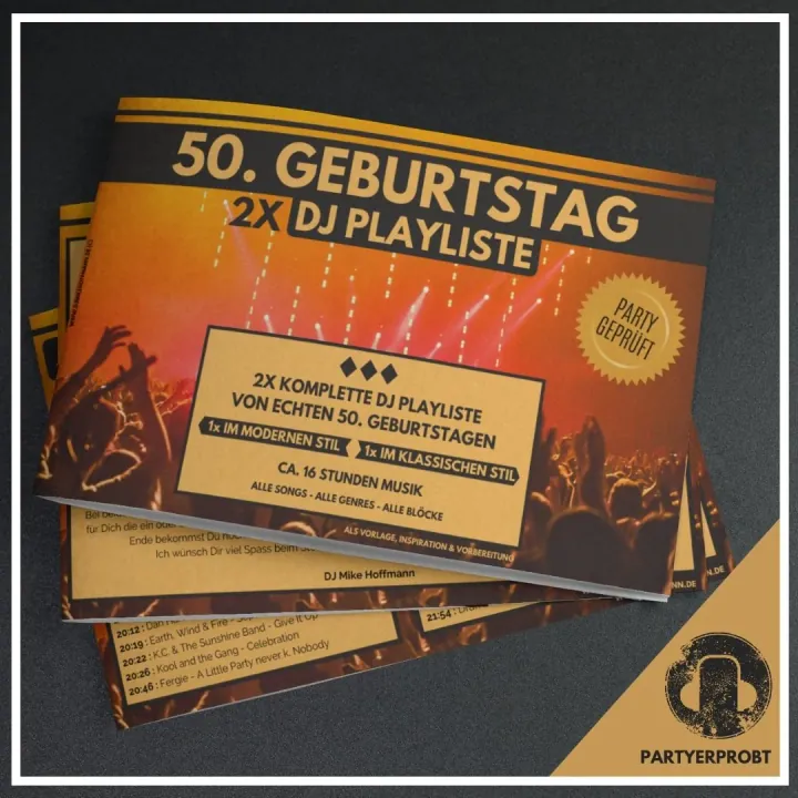 Heft der Playlist zum 50. Geburtstag mit zwei kompletten DJ-Playlisten