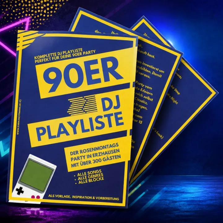 Cover und Seiten der 90er Party Playlist
