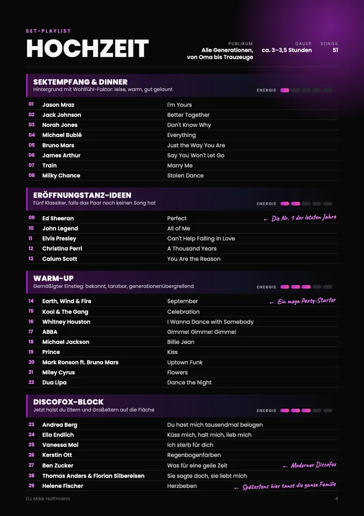 DJ Playlist PDF mit fertigen Set-Listen gratis sichern